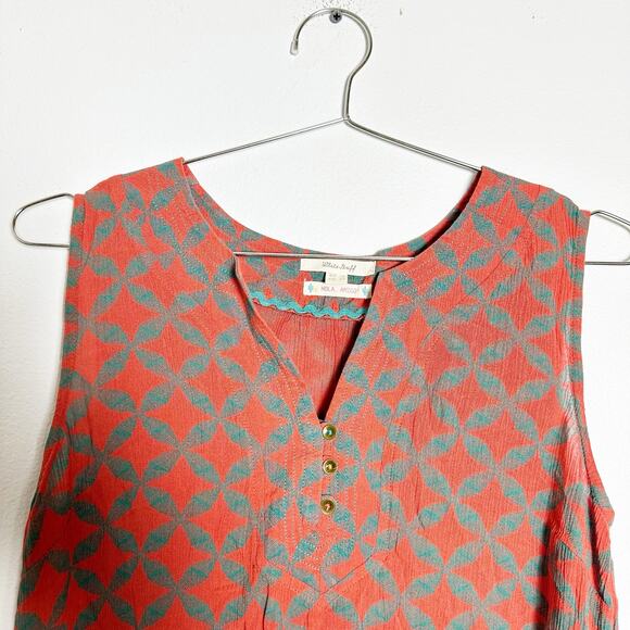 White Stuff Red Mixed Print Sleeveless Tank Blouse sz 6 - Picture 3 of 8